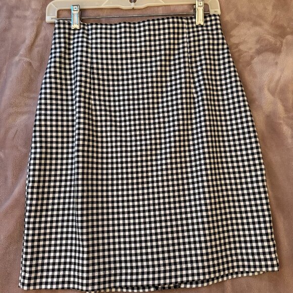 Vintage By Choice Black and White Checkered Gingham Pencil Skirt - Picture 1 of 3